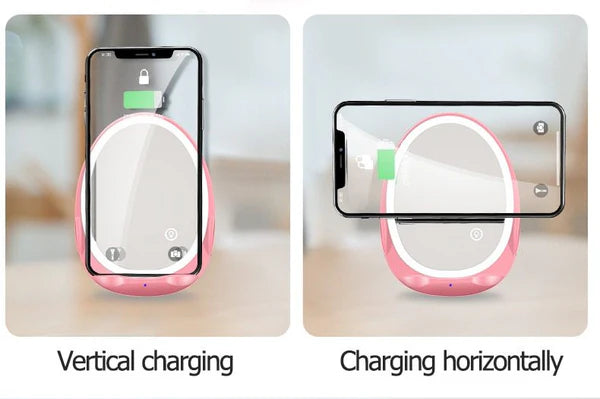 Portable Vertical With Fill Light Mirror Wireless Charger For Mobile Phone Bracket